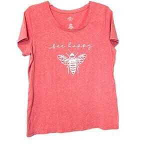 St John's Bay Bee Happy Pink T-shirt Size S
